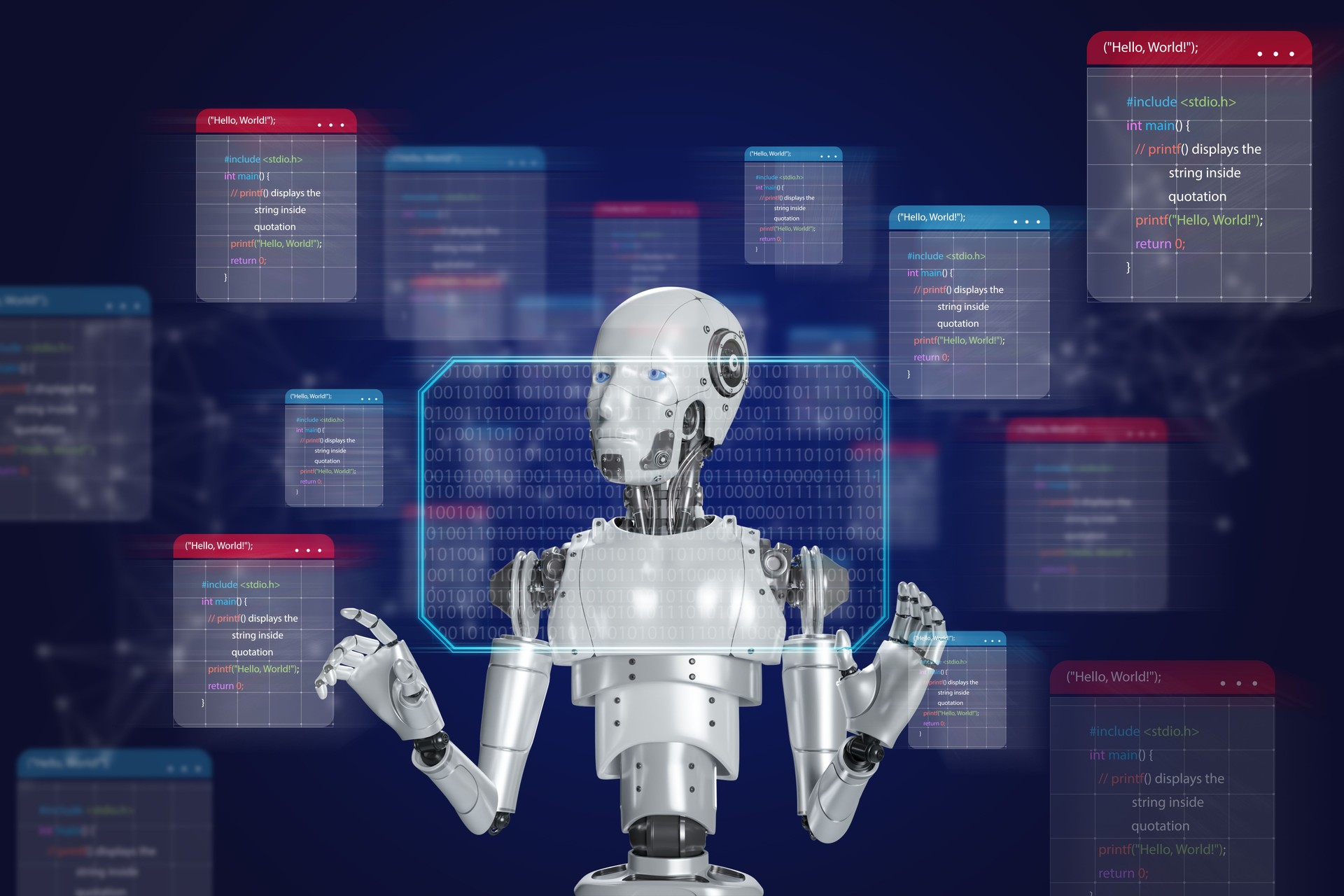 Program development with artificial intelligence robots The use of AI programmers developing or solving program problems.